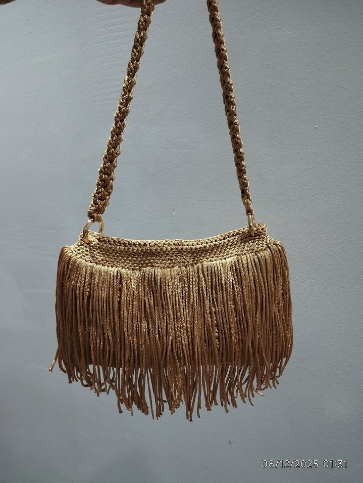 Gold Püsküllü Bohem Çanta - Görsel 4