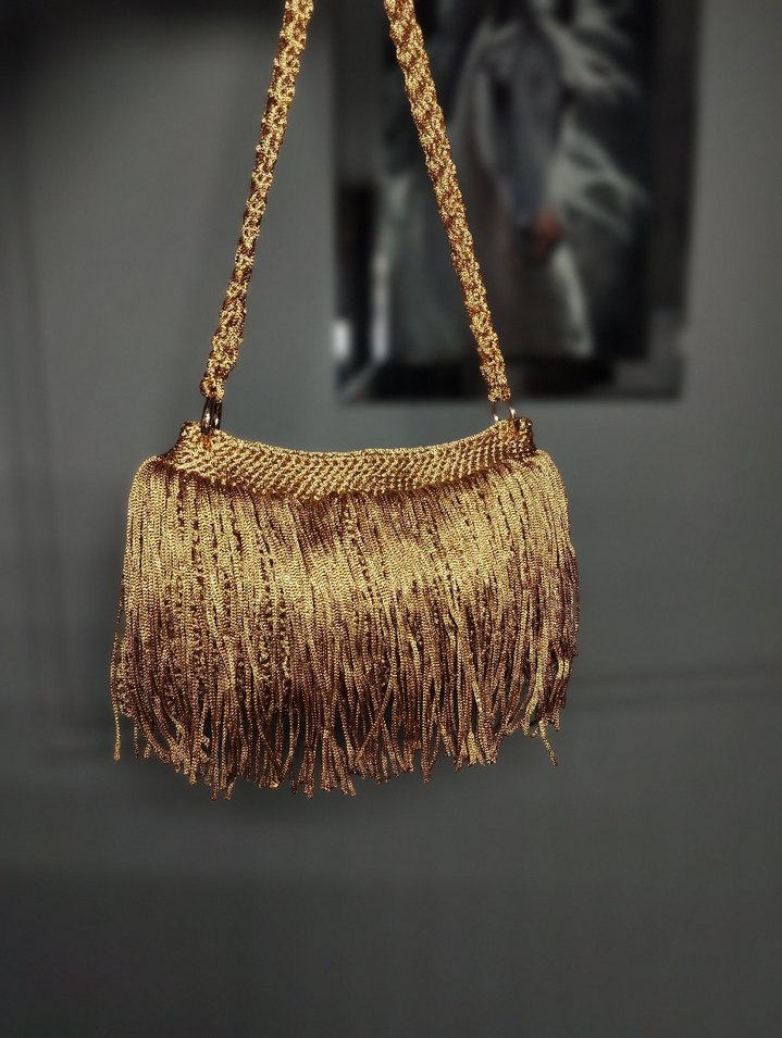Gold Püsküllü Bohem Çanta - Görsel 2