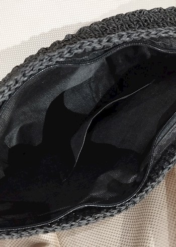 Mango Siyah Hasır XL Çapraz Çanta
