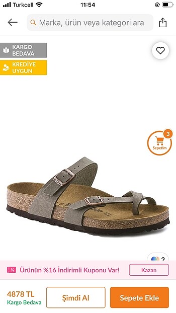 37 Beden BIRKENSTOCK MAYARİ TERLİK FATURALI