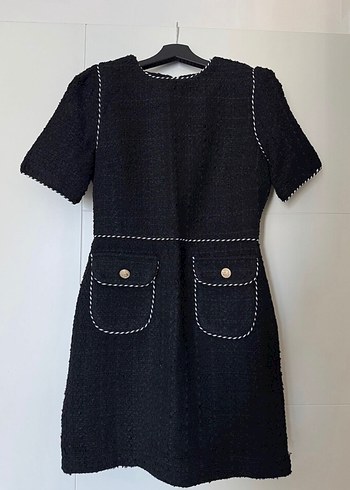 Siyah tüvit kumaş Elbise - Görsel 3