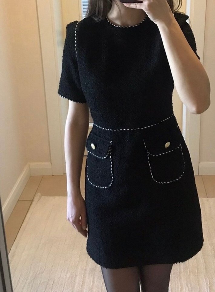 Siyah tüvit kumaş Elbise - Görsel 2