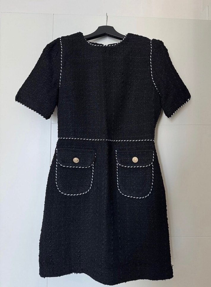 Siyah tüvit kumaş Elbise - Görsel 3