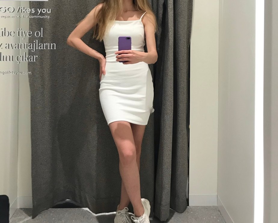 Mango Beyaz İnce Askılı Mini Elbise - Görsel 2