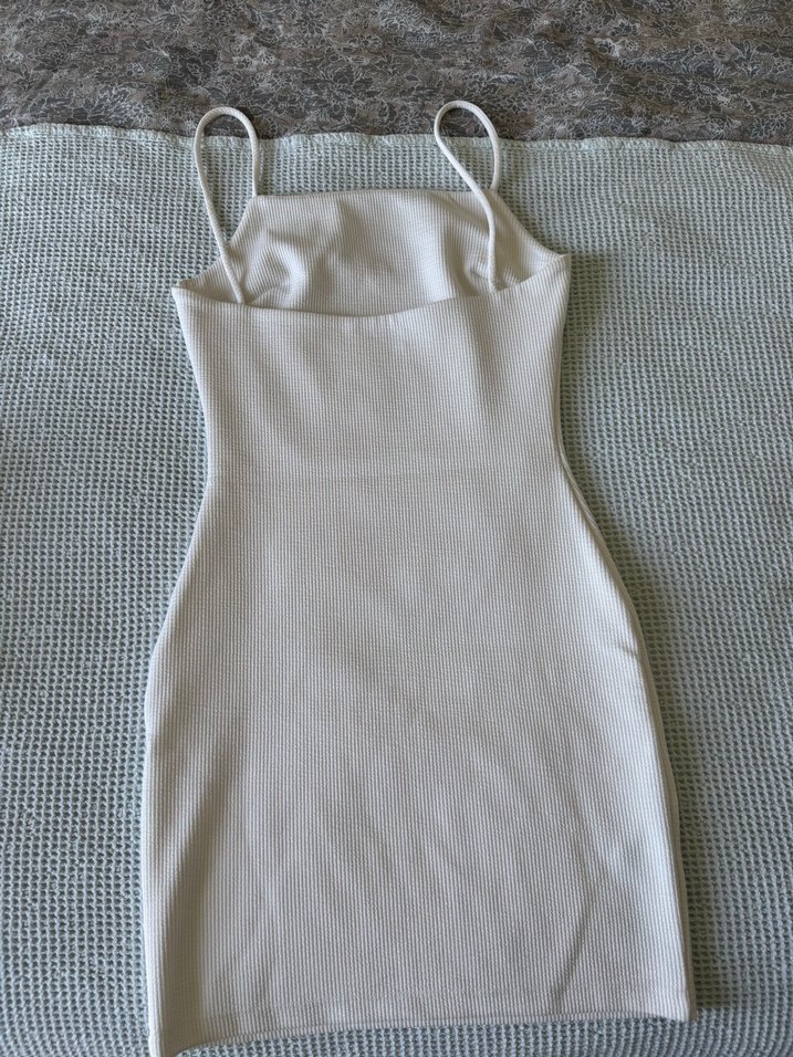 Mango Beyaz İnce Askılı Mini Elbise - Görsel 5