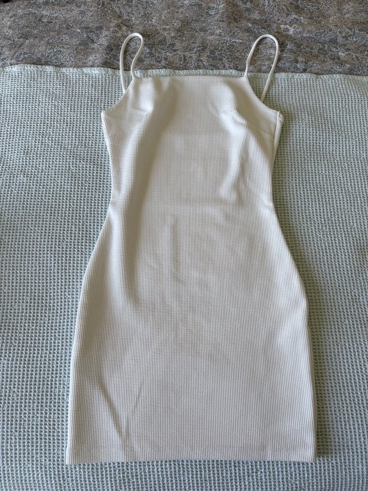 Mango Beyaz İnce Askılı Mini Elbise - Görsel 4