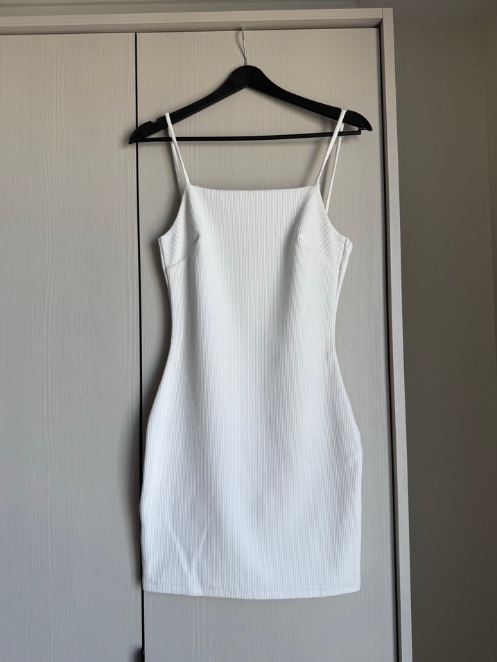 Mango Beyaz İnce Askılı Mini Elbise - Görsel 3