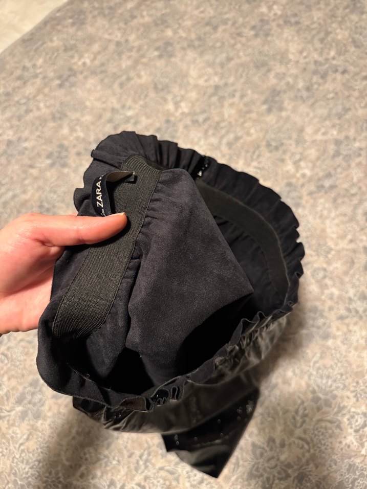 Zara Parlak Siyah Deri Mini Etek - Görsel 4