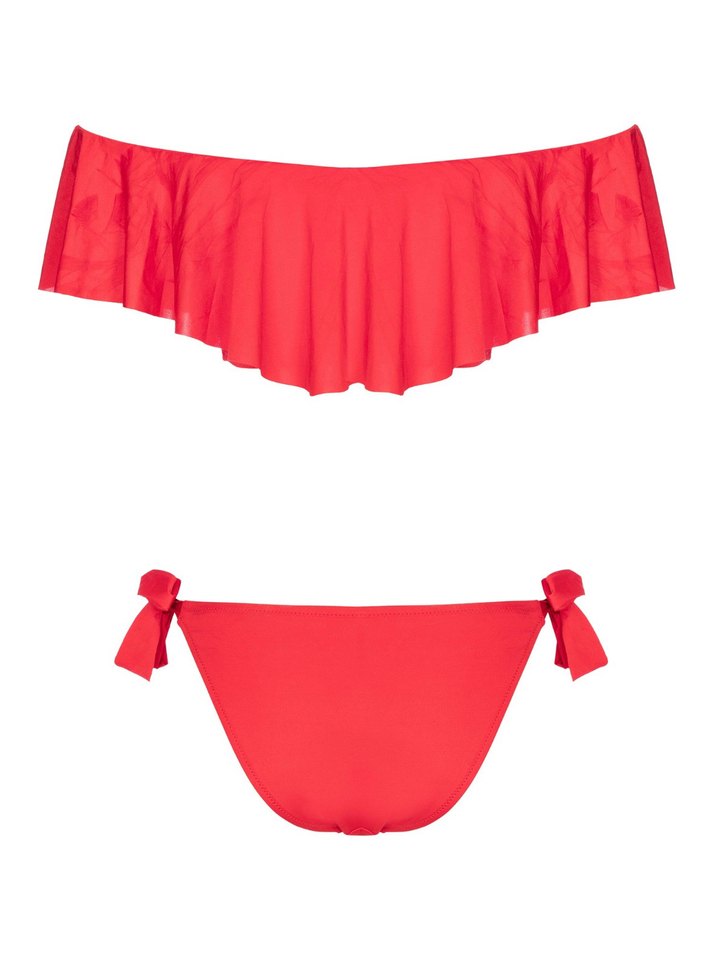 Drapeli Kırmızı Mini Bohem Bikini - Görsel 4