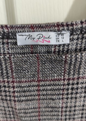 kahve  Gri Ekose Düğmeli Salopet - Görsel 3