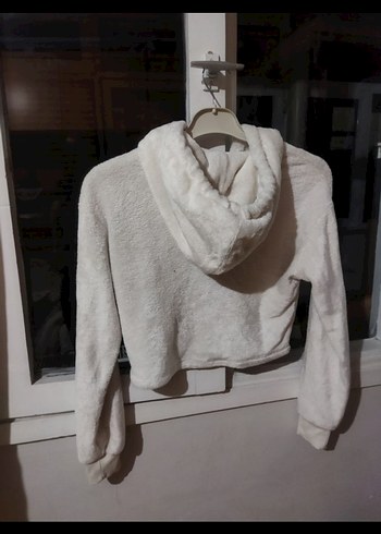 Gri Peluş Detaylı Kadın Sweatshirt - Görsel 2