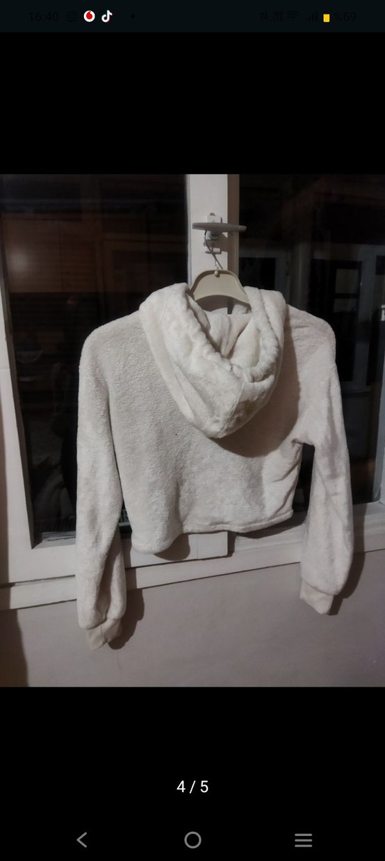 Gri Peluş Detaylı Kadın Sweatshirt - Görsel 2