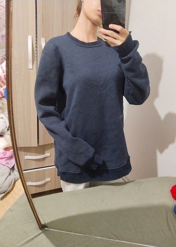 Gri Oversize Kadın Sweatshirt - Görsel 2