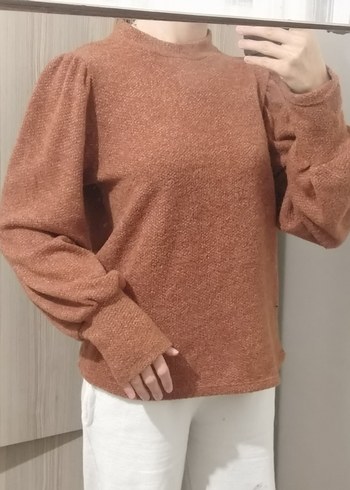 Kadın Kahverengi Örgü Uzun Kollu Kazak - Görsel 2