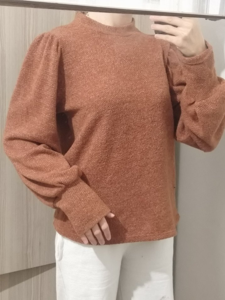 Kadın Kahverengi Örgü Uzun Kollu Kazak - Görsel 2