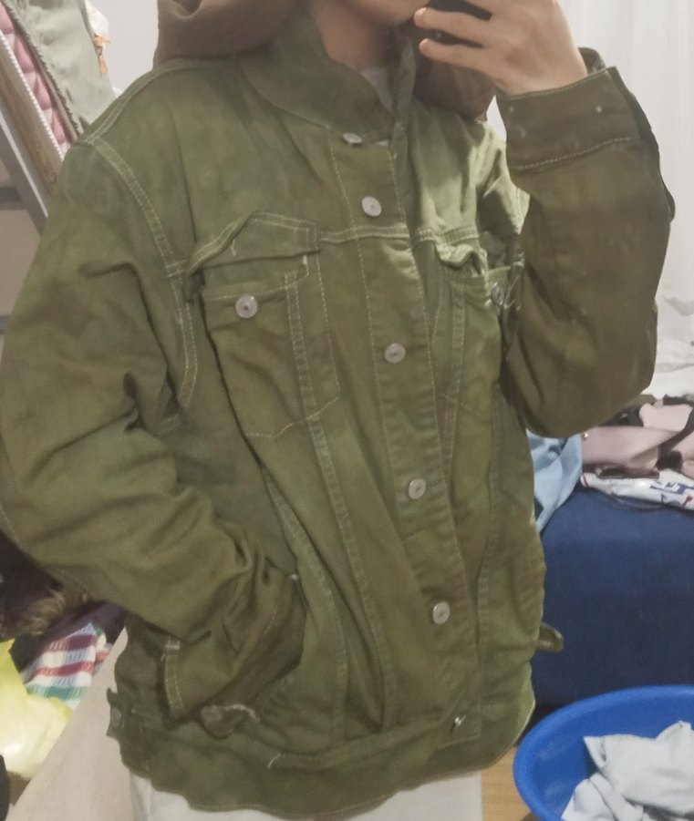 Düğmeli Haki Kadın Ceket - Görsel 2