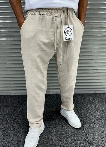 Erkek jogger baggy keten pantolon 