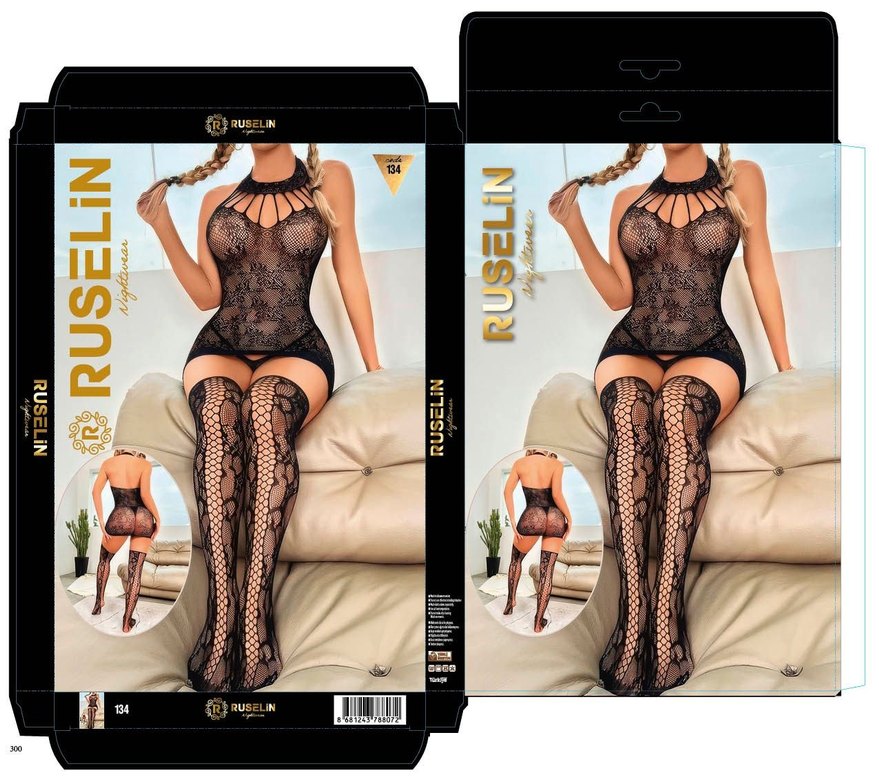 Kırmızı Dantelli vücut çorapları - Görsel 2