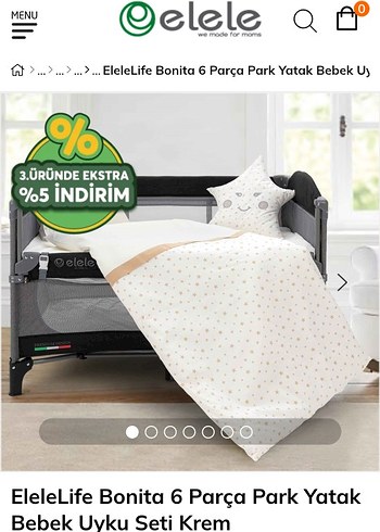 EleleLife Bonita 6 Parça Park Yatak Bebek Uyku Seti - Görsel 2
