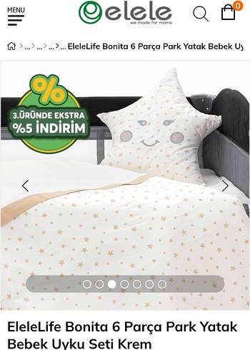 EleleLife Bonita 6 Parça Park Yatak Bebek Uyku Seti - Görsel 4