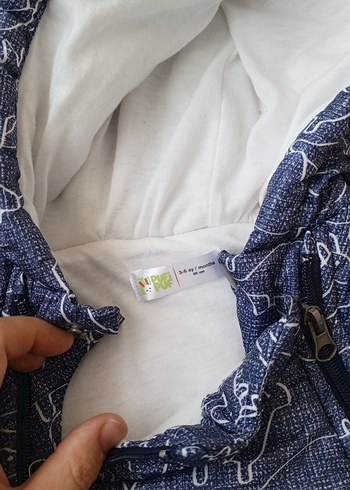Pufi puf Mavi Gri Kapüşonlu Bebek Tulum - Görsel 2