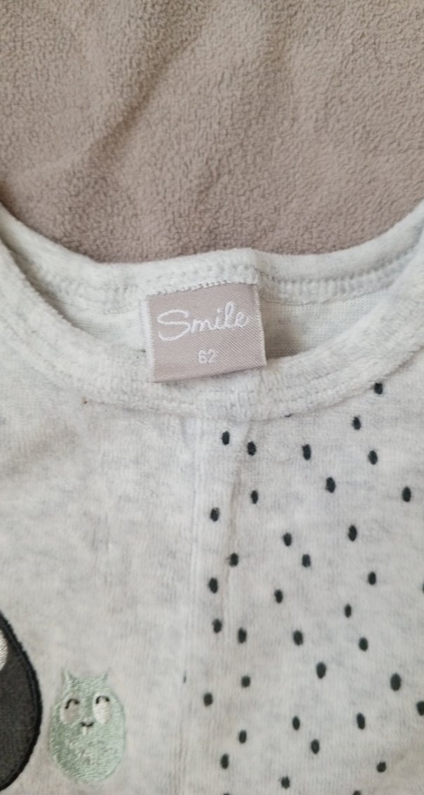 Gri Uzun Kollu Kadife Bebek Tulum - Görsel 2