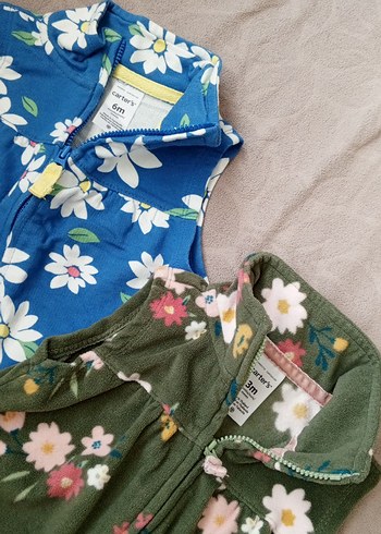 Kız Çocuk Renkli Çiçek Desenli Fermuarlı Yelek - Görsel 2