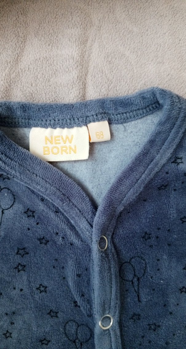 Düğmeli Gri Kadife Bebek Tulum - Görsel 2