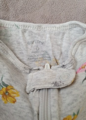 Gri Çiçekli Fermuarlı Bebek Kız Tulum - Görsel 2