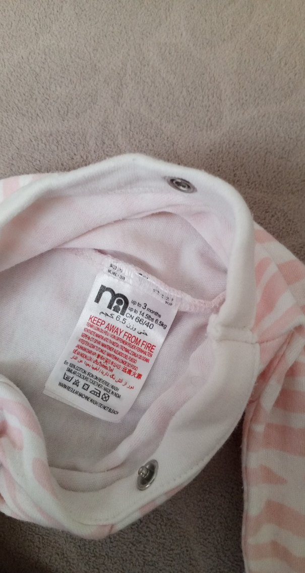 Pembe Zebra Desenli Düğmeli Kız Bebek Tulumu - Görsel 2