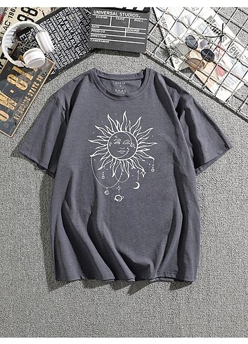m Beden çeşitli Renk Unisex Sunny Mood Baskılı Tshirt 7 GÜNLÜK KAMPANYA