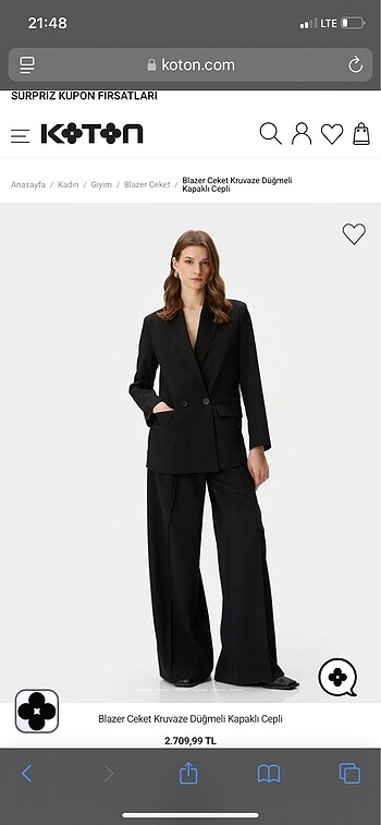 Siyah blazer ceket