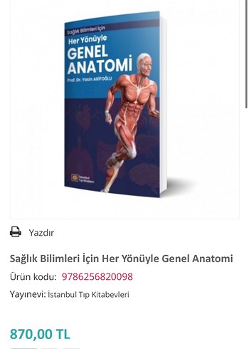 Sağlık Bilimleri İçin Genel Anatomi Kitabı