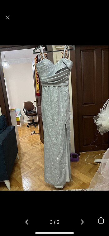 s Beden Gümüş nişan elbisesi
