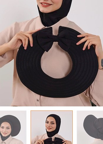 Tasarım kadın penye şapka ve penye boyunluklu bonesi - Görsel 2