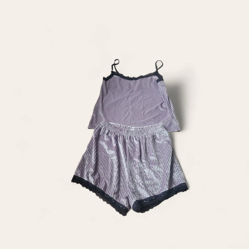 Mor İp Askılı Mini Kadın Pijama Takımı - Görsel 2