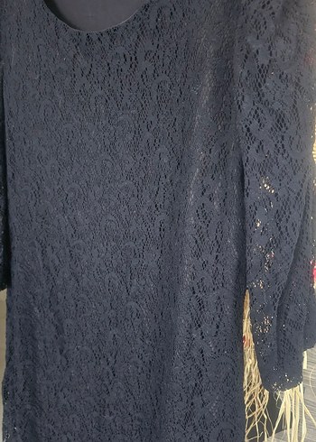 Siyah Dantel Uzun Kollu Midi Elbise - Görsel 3