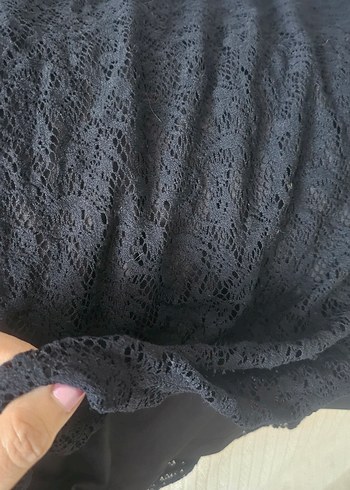 Siyah Dantel Uzun Kollu Midi Elbise - Görsel 5