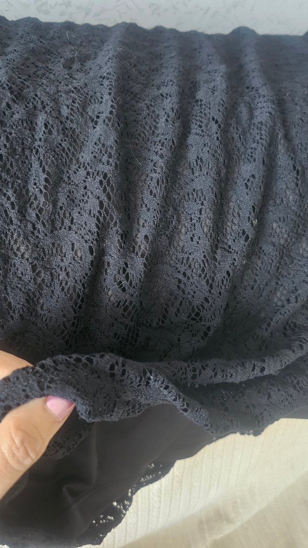 Siyah Dantel Uzun Kollu Midi Elbise - Görsel 5