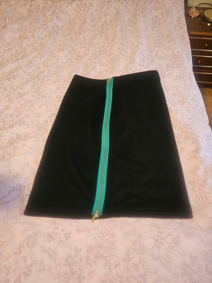 Fermuarlı Siyah Midi Etek - Görsel 2