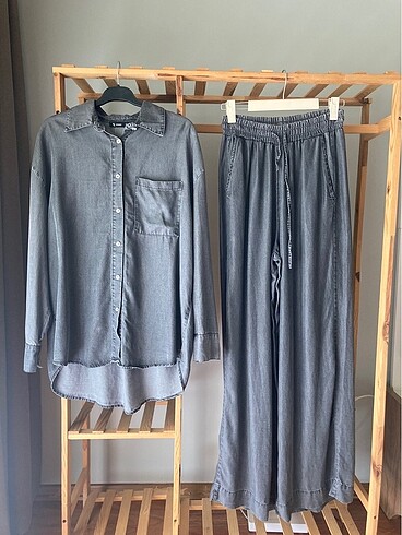 Denim gömlek pantolon takım