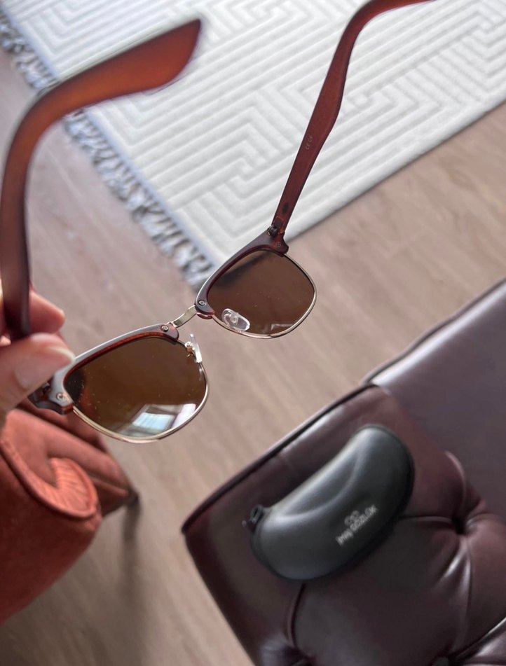 Şeffaf Detaylı Kahverengi Kadın Güneş Gözlüğü - Görsel 3