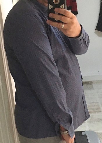 Gri Denim Erkek Gömlek Uzun Kollu - Görsel 3