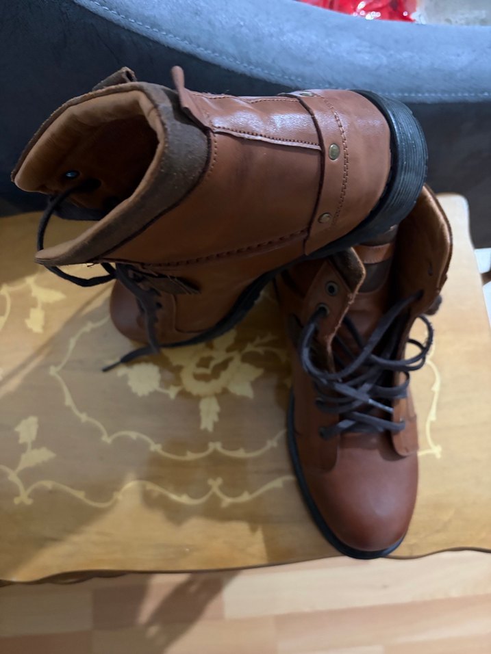 Kahverengi Deri Biker Botlar - Görsel 2