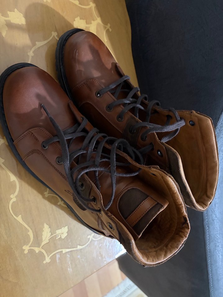 Kahverengi Deri Biker Botlar - Görsel 5