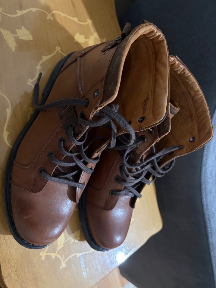 Kahverengi Deri Biker Botlar - Görsel 4