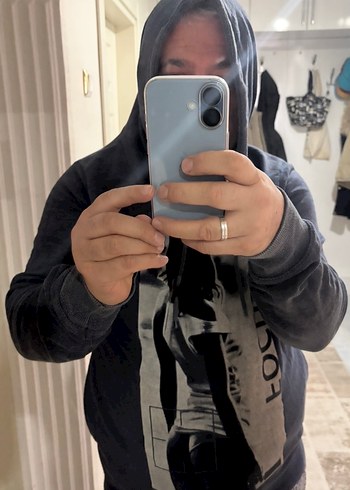 Erkek Baskılı Kapüşonlu Sweatshirt - Görsel 7