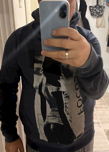 Erkek Baskılı Kapüşonlu Sweatshirt - Görsel 8