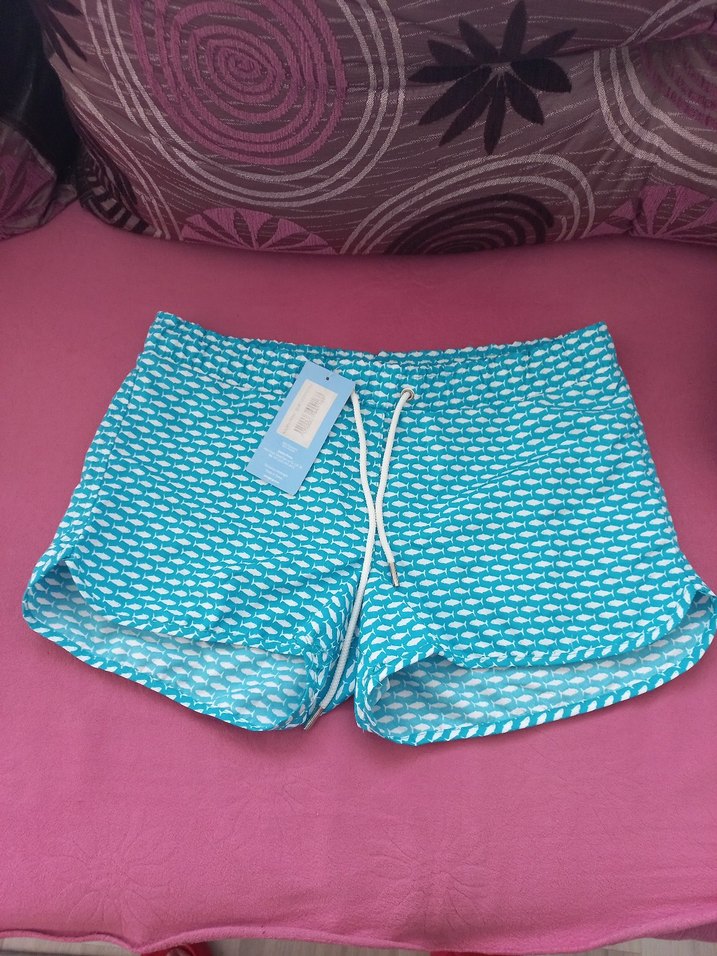 Mavi Pamuklu Mini Şortu - Görsel 2