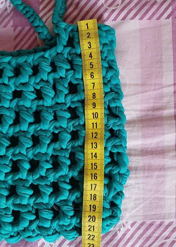 Turkuaz Örgü Kadın Çanta - Görsel 5